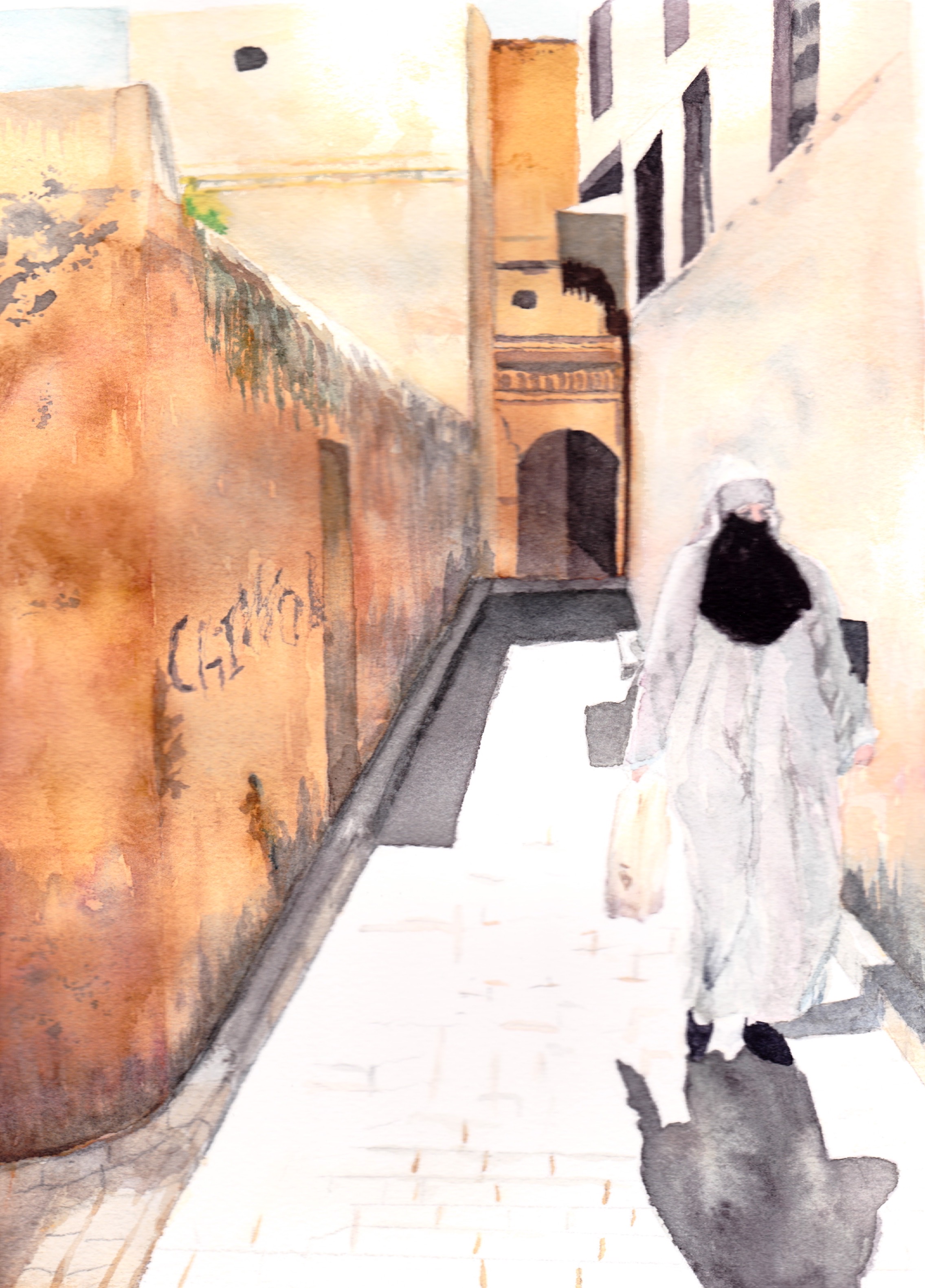 Morocco woman watercolor painting by Adrienne Fisher.jpeg
