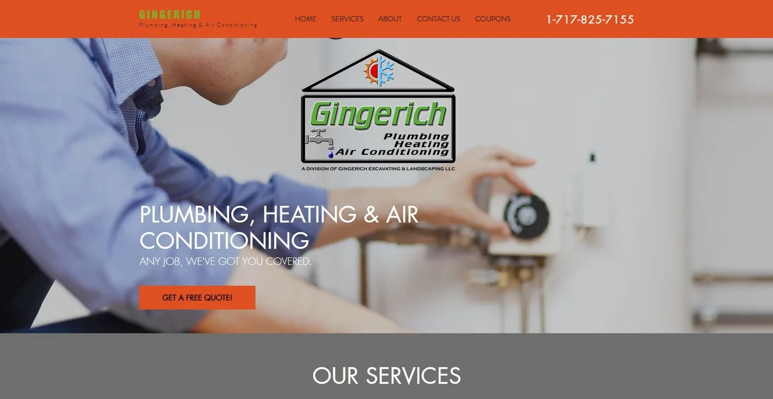 Web Design Spotlight: Gingerich Plumbing, Heating, and Air