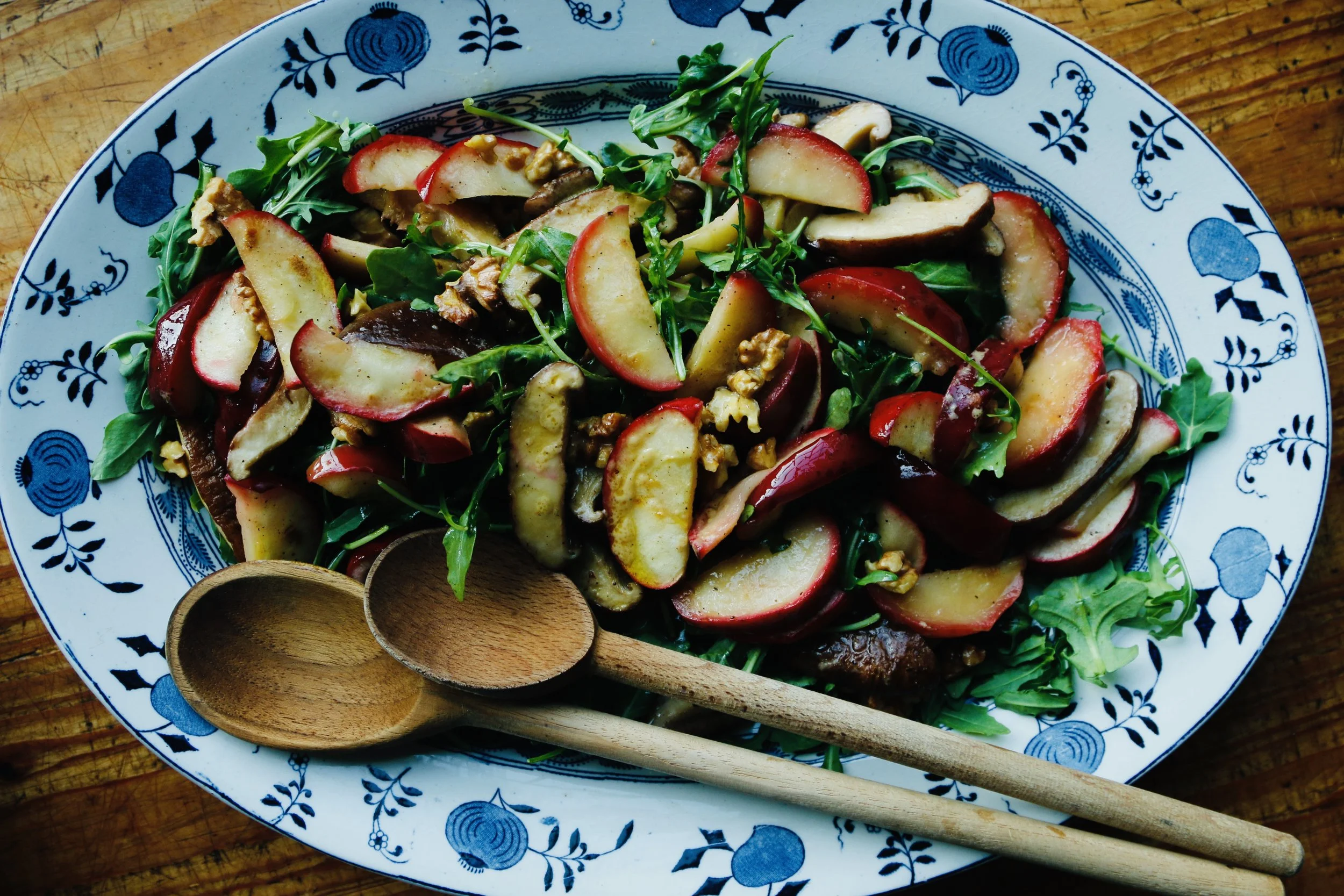 Roasted Apples &amp; Mushrooms w/ Arugula Salad