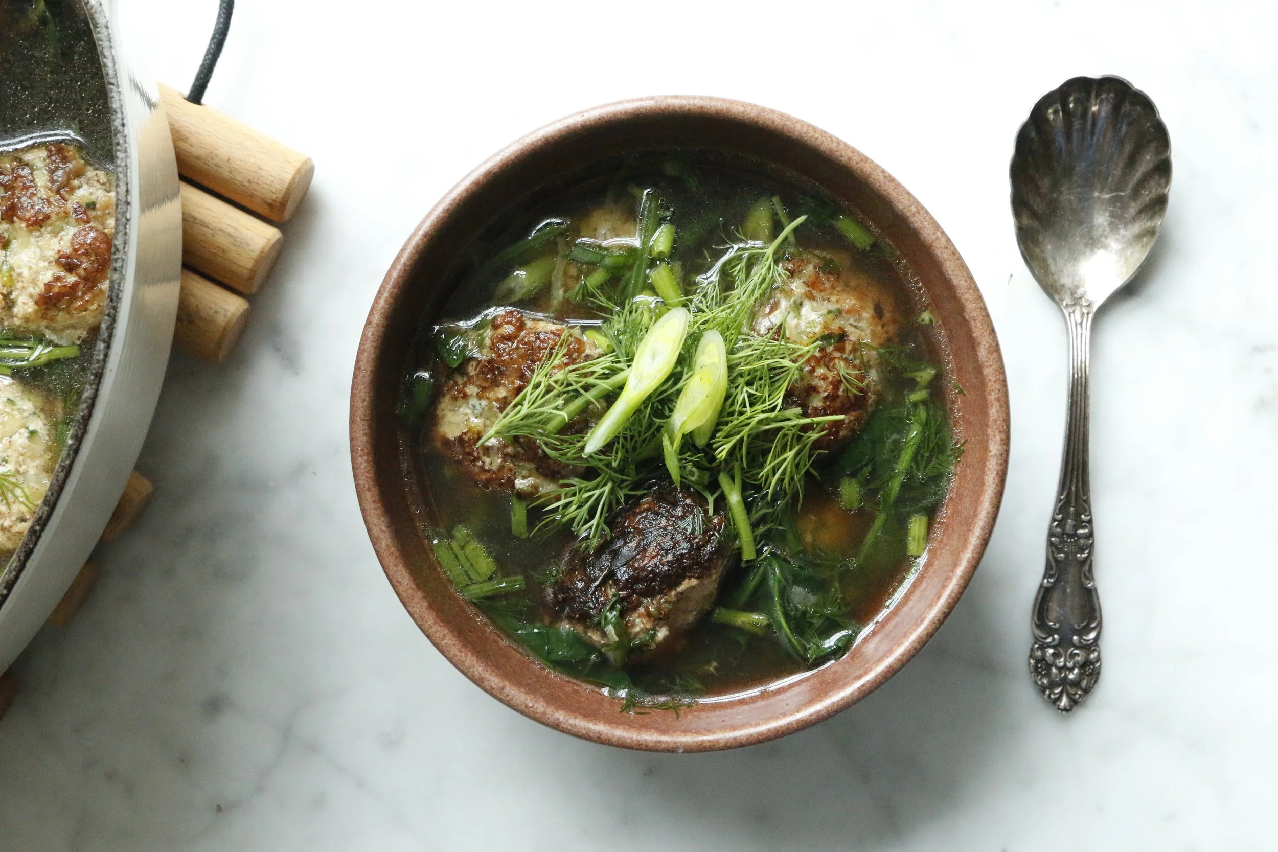Turkey-Zucchini Meatball Soup with Fresh Herbs