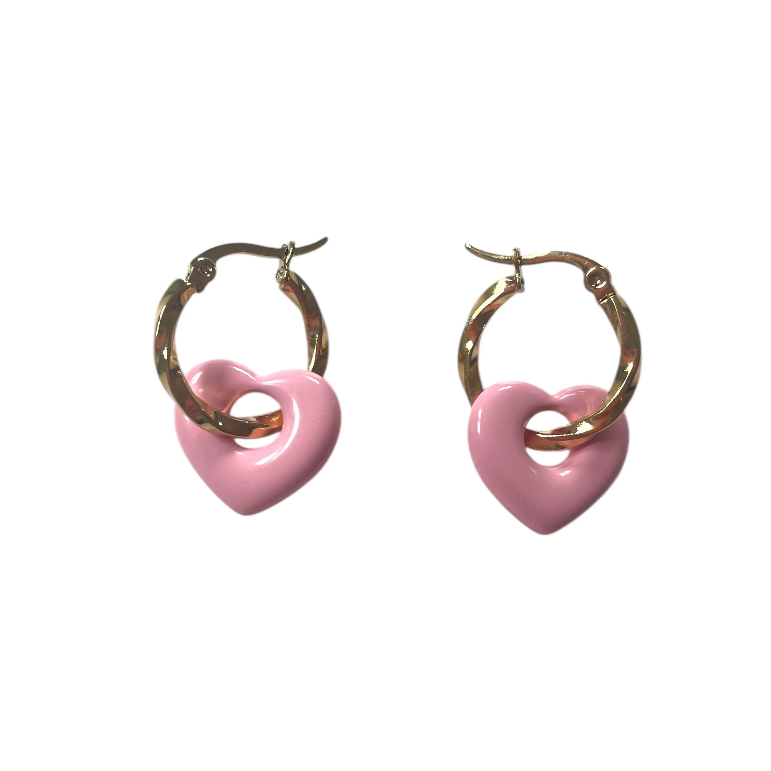 Pink Corazon Corazon hoops