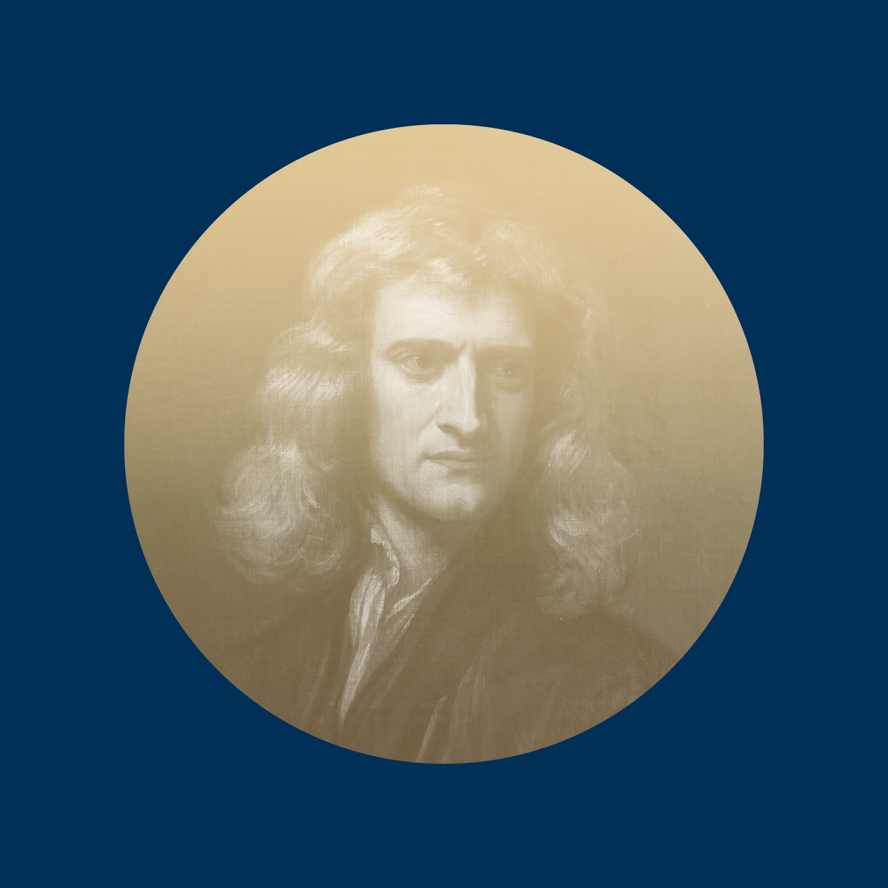 Gold-treated image of Sir Isaac Newton