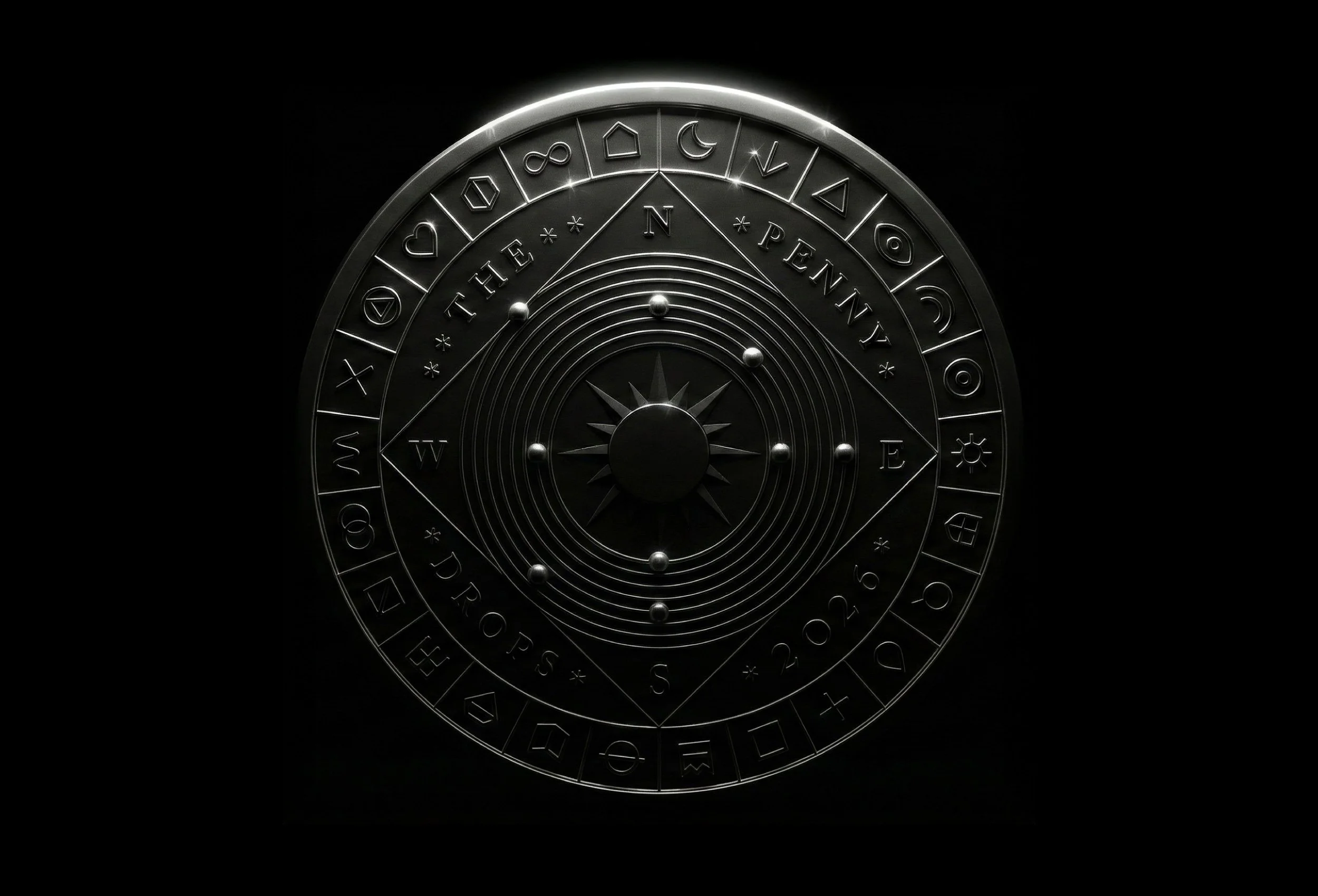 The Great British Treasure Hunt £5 coin featuring intricate symbols designed to be used to crack the game's puzzles