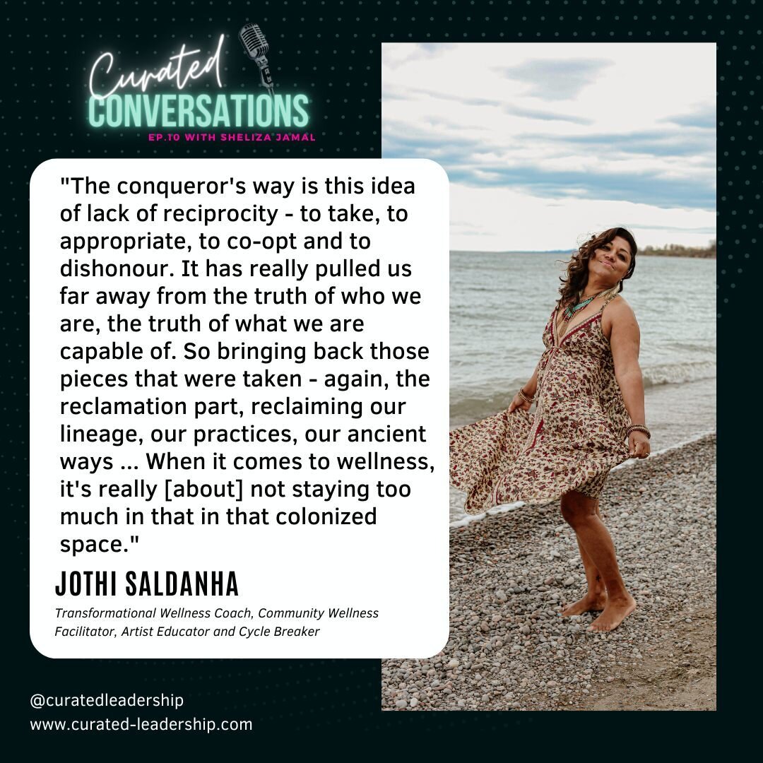 Last week, we dropped Episode 10 of Curated Conversations - Unraveling and Becoming: A Holistic Healing Journey!

On this episode, Jothi Saldanha - founder of Jothi Creative Wellness - talks about her practice of integrating healing modalities to cur