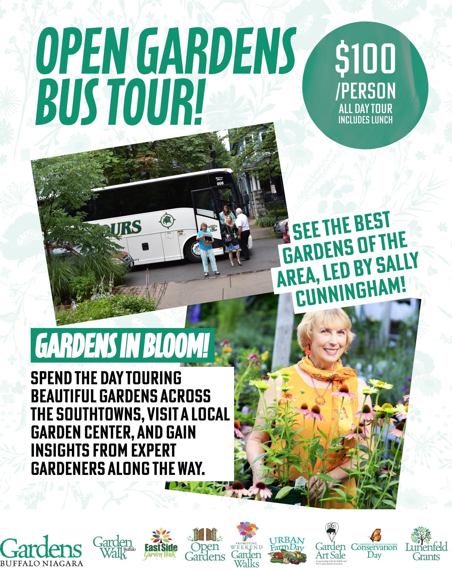 Join this VIP Open Gardens WNY tour, on Friday, July 11, with garden author, columnist, and TV and radio host Sally Cunningham! This is a rare (and new!) chance to spend a day exploring beautiful gardens and talking with the owners alongside one of t