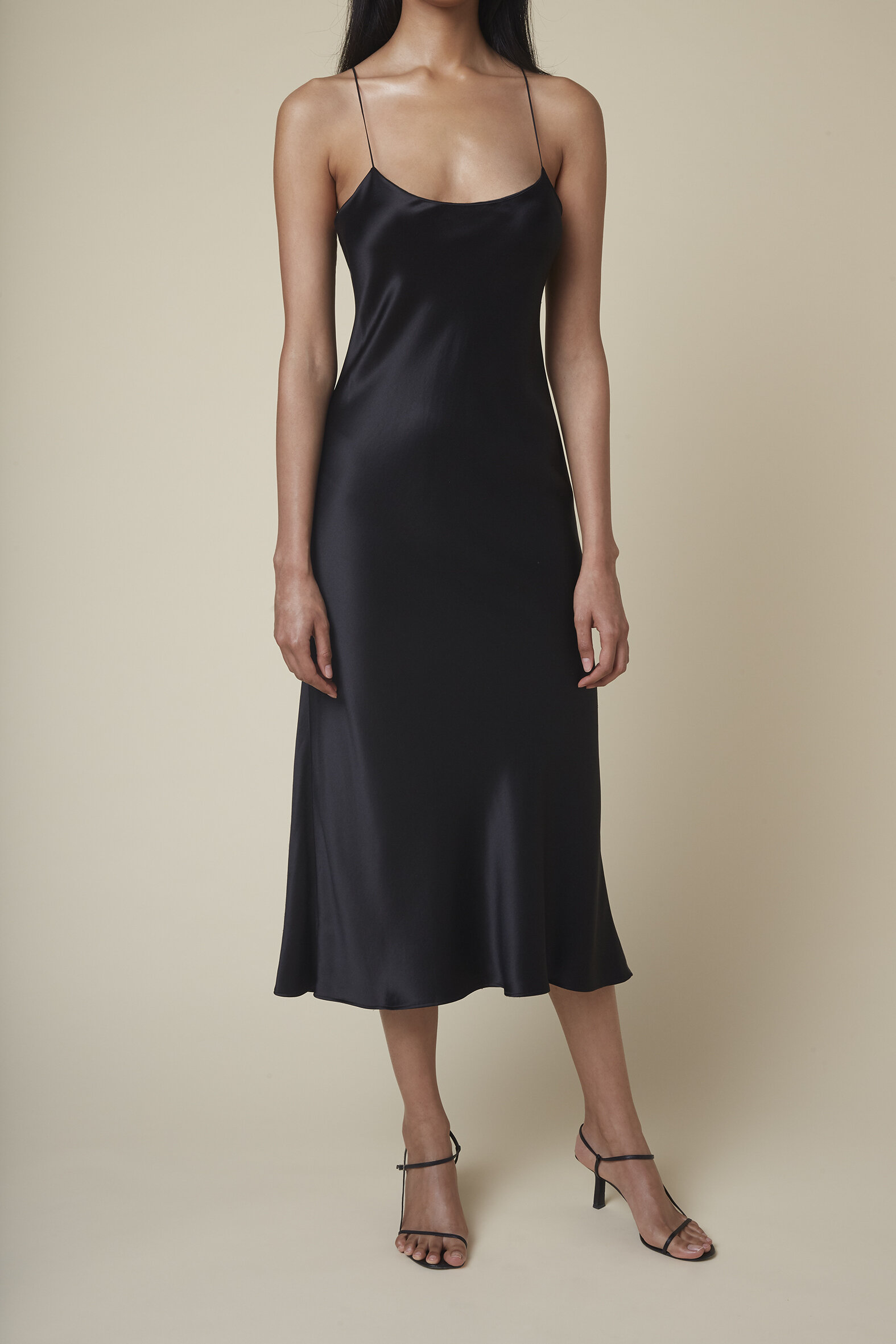 The Carolyn | Silk Slip Dress in Black 