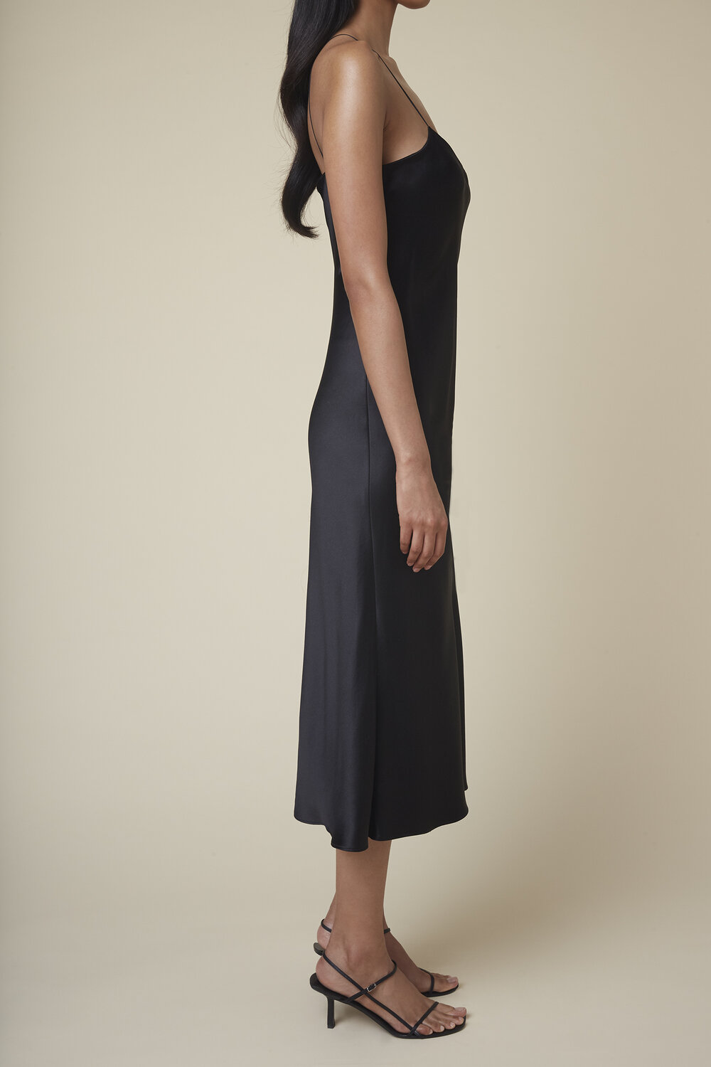 Essentials | The Carolyn | Silk Slip Dress In Black — Refine