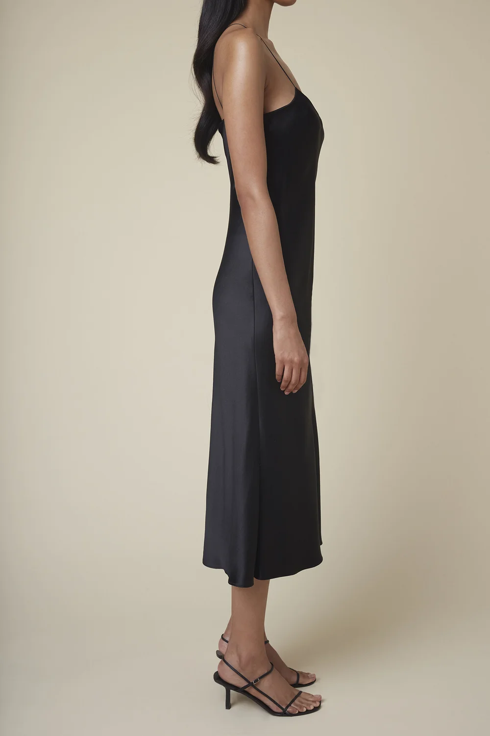 white christmas dresses Amber Satin Slip Evening Gown- Black – Moda Glam Boutique main image 1