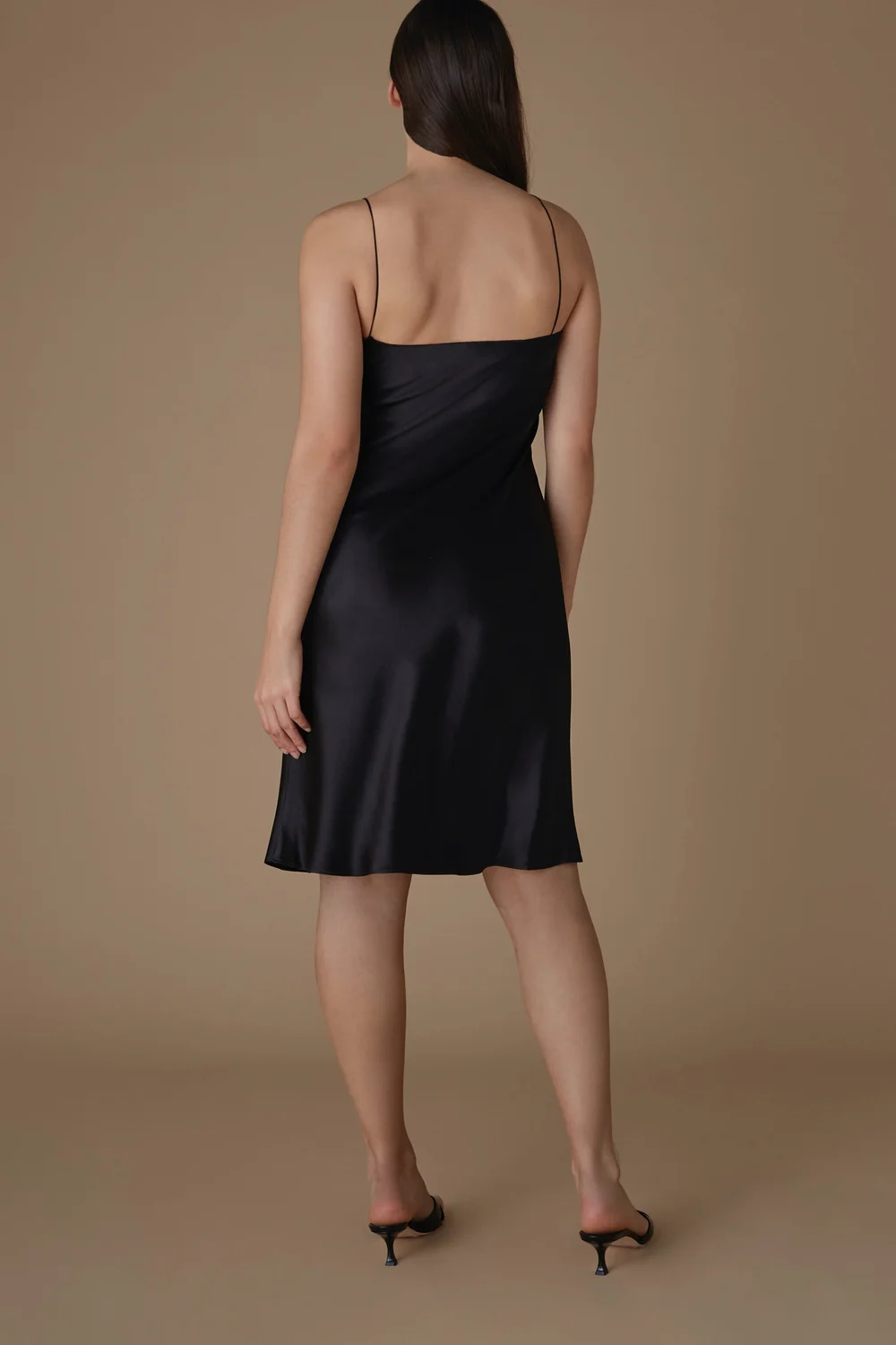 Essentials | The Rachel | Silk Mini Slip Dress in Black  REFINE
