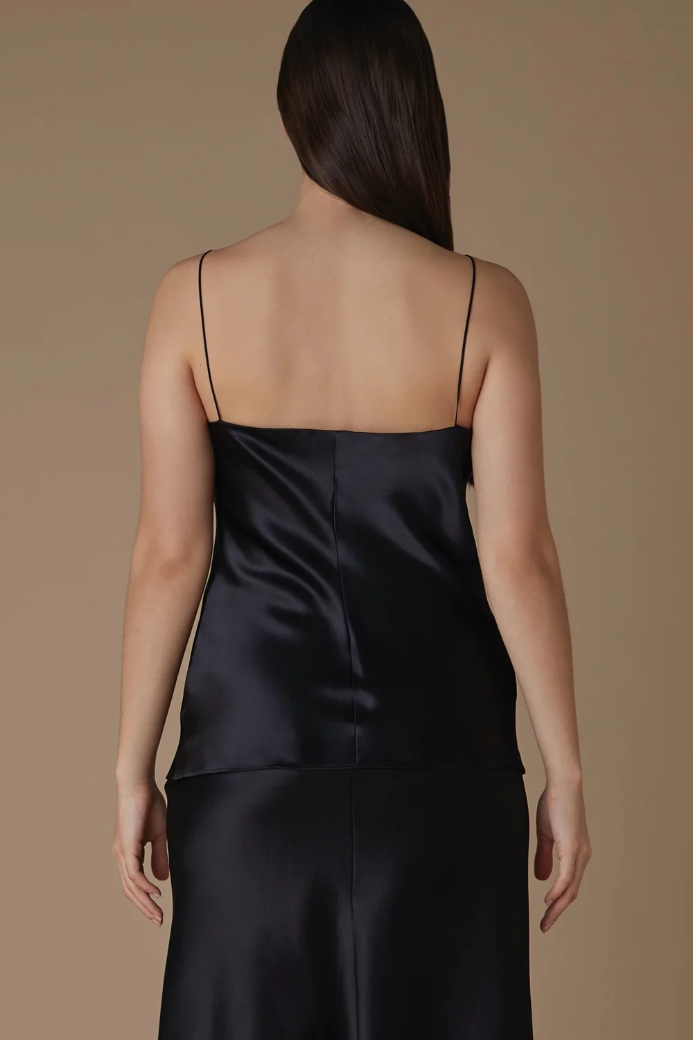 Essentials The Kate Silk V Neck Cami In Black Refine