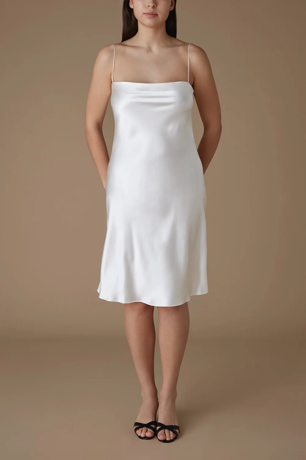 Essentials | The Rachel | Silk Mini Slip Dress in Ivory  REFINE
