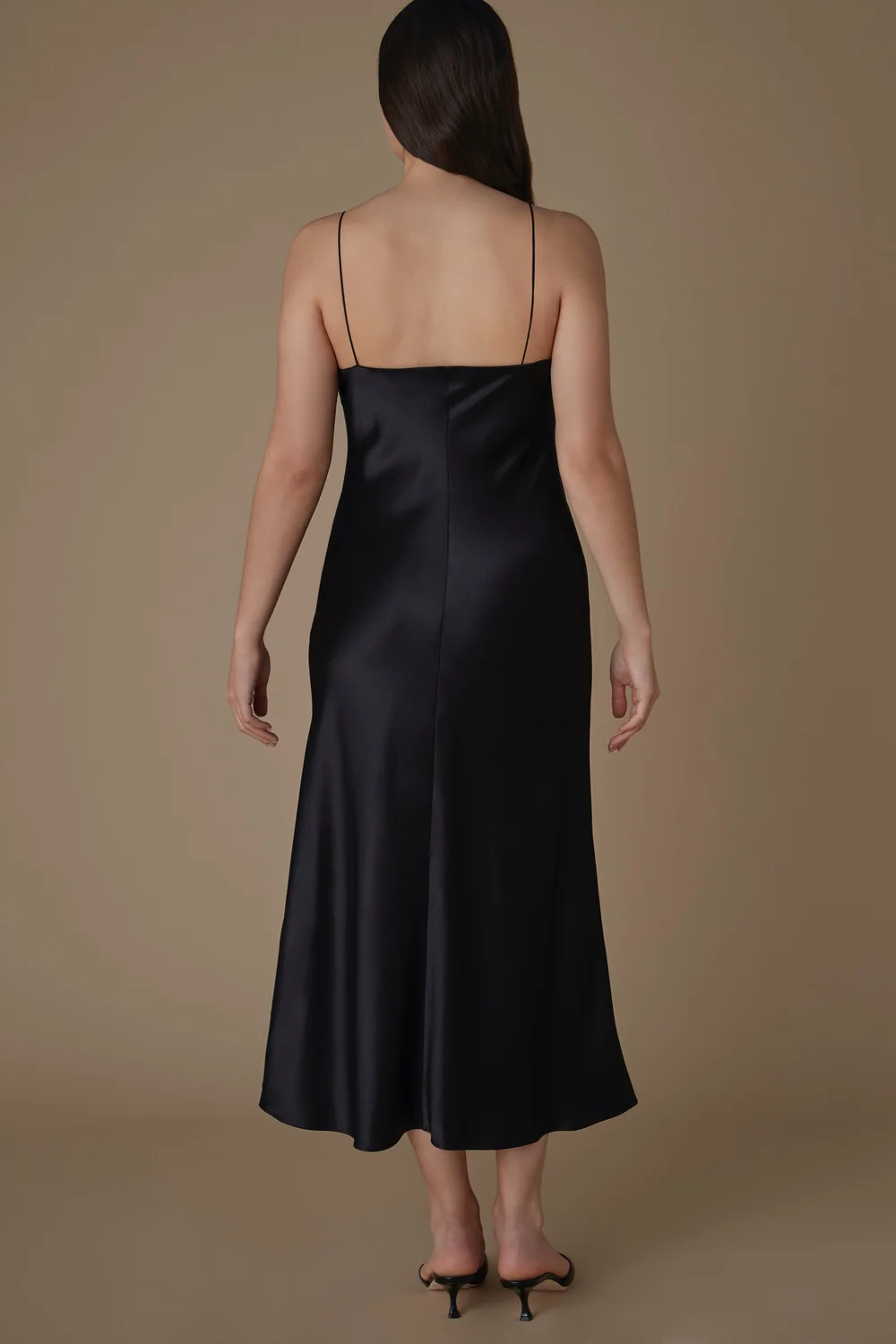 Essentials | The Carolyn | Silk Slip Dress in Black  REFINE