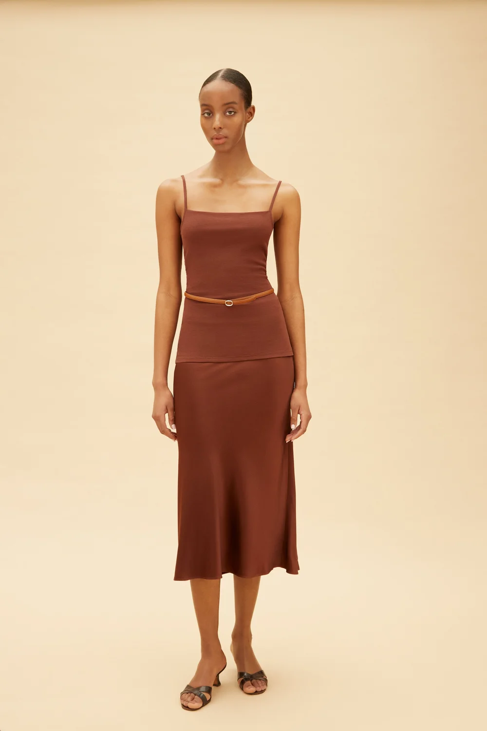 spaghetti strap brown dress Hansen dress  Line & Dot