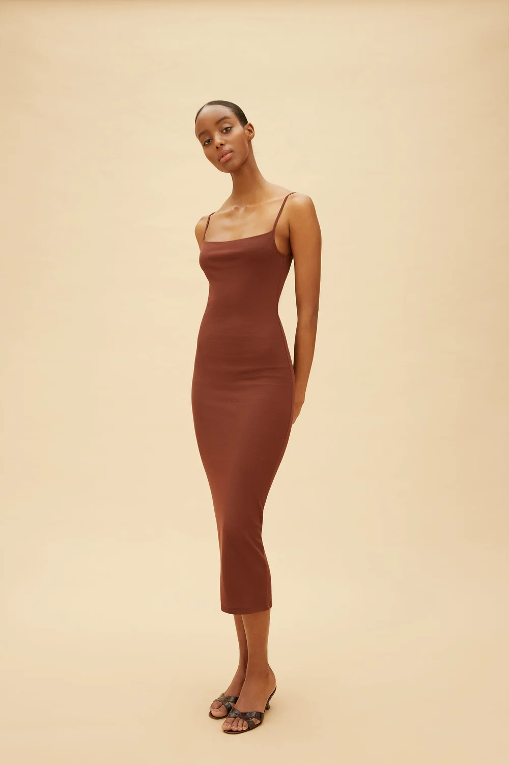 navy blue dress for baby girl The Gwyn 90s Jersey Dress in Milk Chocolate Brown — REFINE
