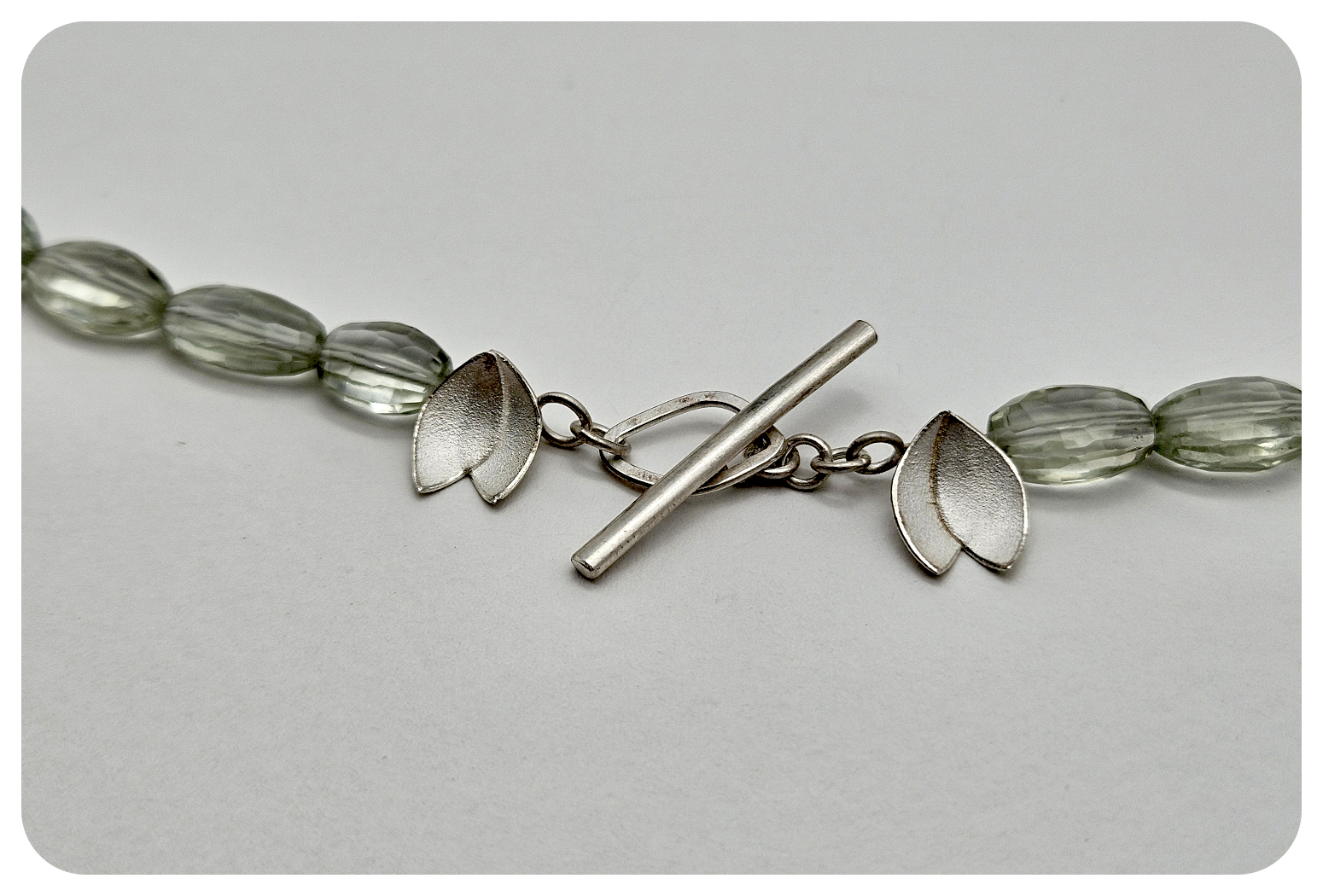 Silver and Green Amethyst Snowdrop necklace