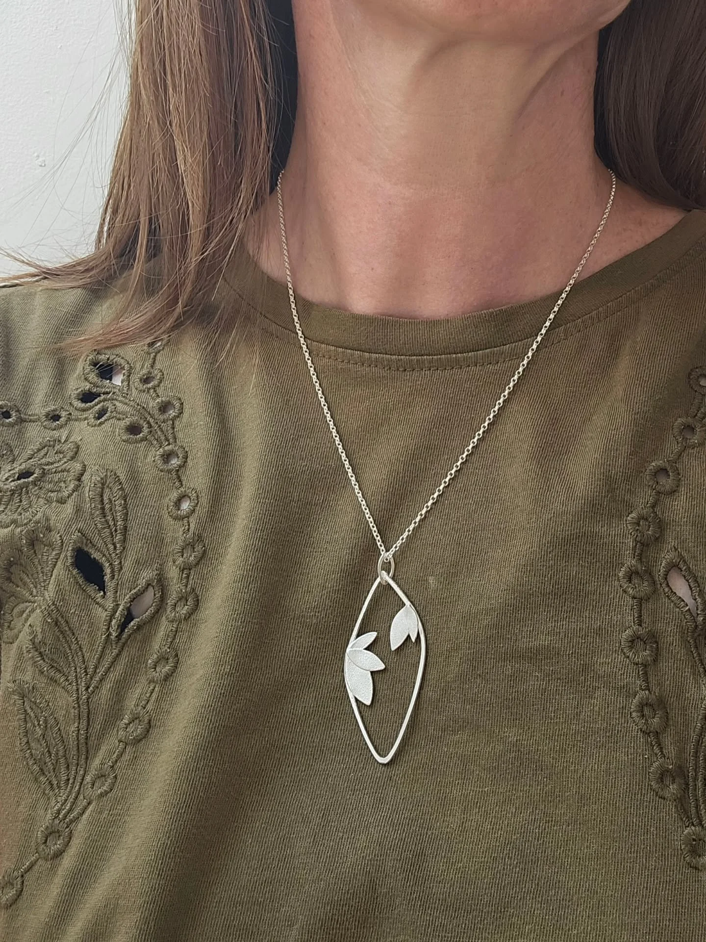 I just shared this in stories, but thought it was worth putting on the grid too. I happen to be wearing the perfect top in the studio today, so I took a quick snap. This silver pendant is one of a few new pieces I'm finishing ready for our open studi