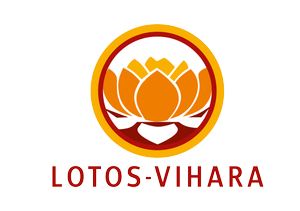 Lotos Vihara logo featuring a stylized lotus flower in shades of orange and yellow with a red and gold circular border and the text 'LOTOS VIHARA' underneath.