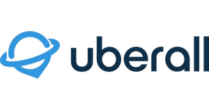 Uberall logo with stylized blue globe and text