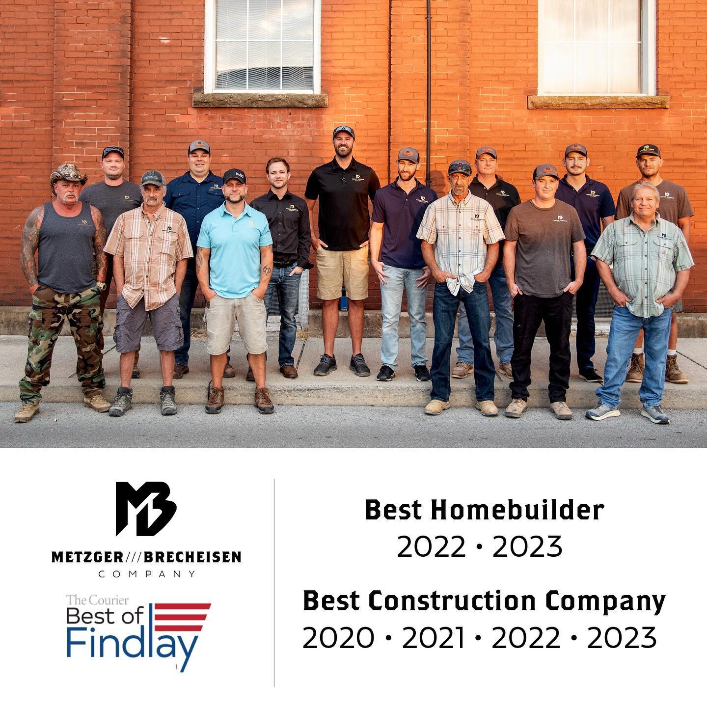 We would like to thank those who took their time to vote for MBCo. in the Courier's &quot;Best of Findlay 2023.&quot; We are excited to announce that MBCo. was voted &quot;Best Homebuilder&quot; for the second year in a row and the &quot;Best Constru