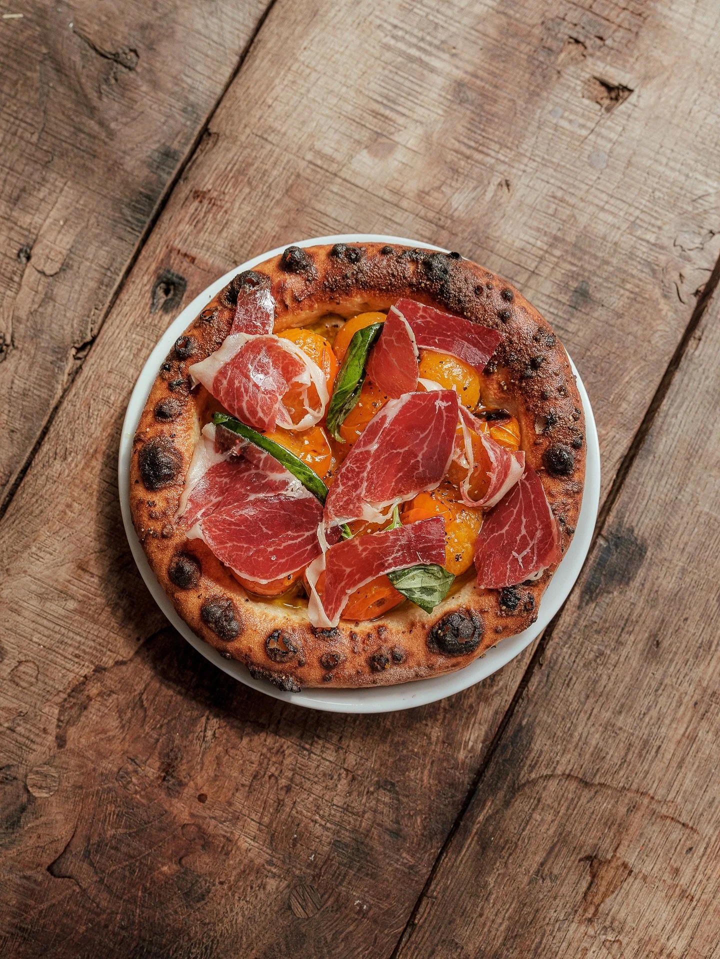 Heritage Tomato Flatbread, jazzed up with some lovely Iberico.

Delightful.