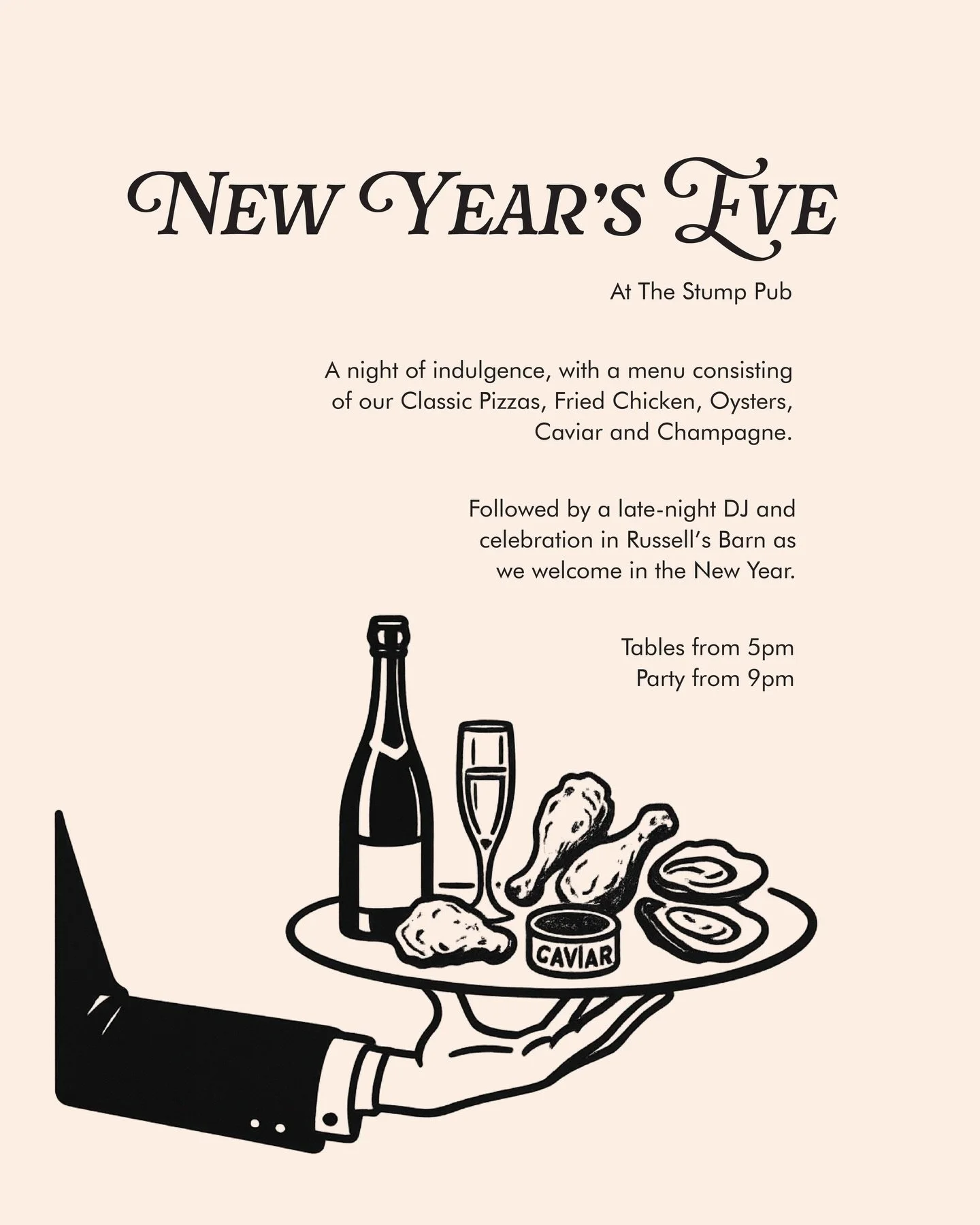Time for a bit of an exciting announcement about New Year&rsquo;s Eve here at The Stump. We thought we&rsquo;d go all out this year and change things up a bit. 

We know how much of a hit our Stump Fried Chicken has been on the menu so we&rsquo;re ta