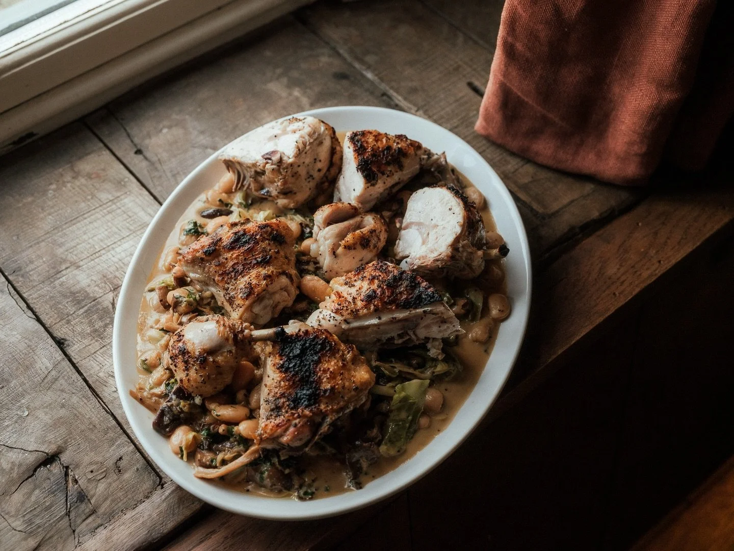 A bit of lovely grub to kick off the weekend for you.

It&rsquo;s been on our specials board for a couple days now and it&rsquo;s a hella of a dish. Whole spatchcock chicken with truffle mushrooms &amp; butter beans. All for the small cost of &pound;