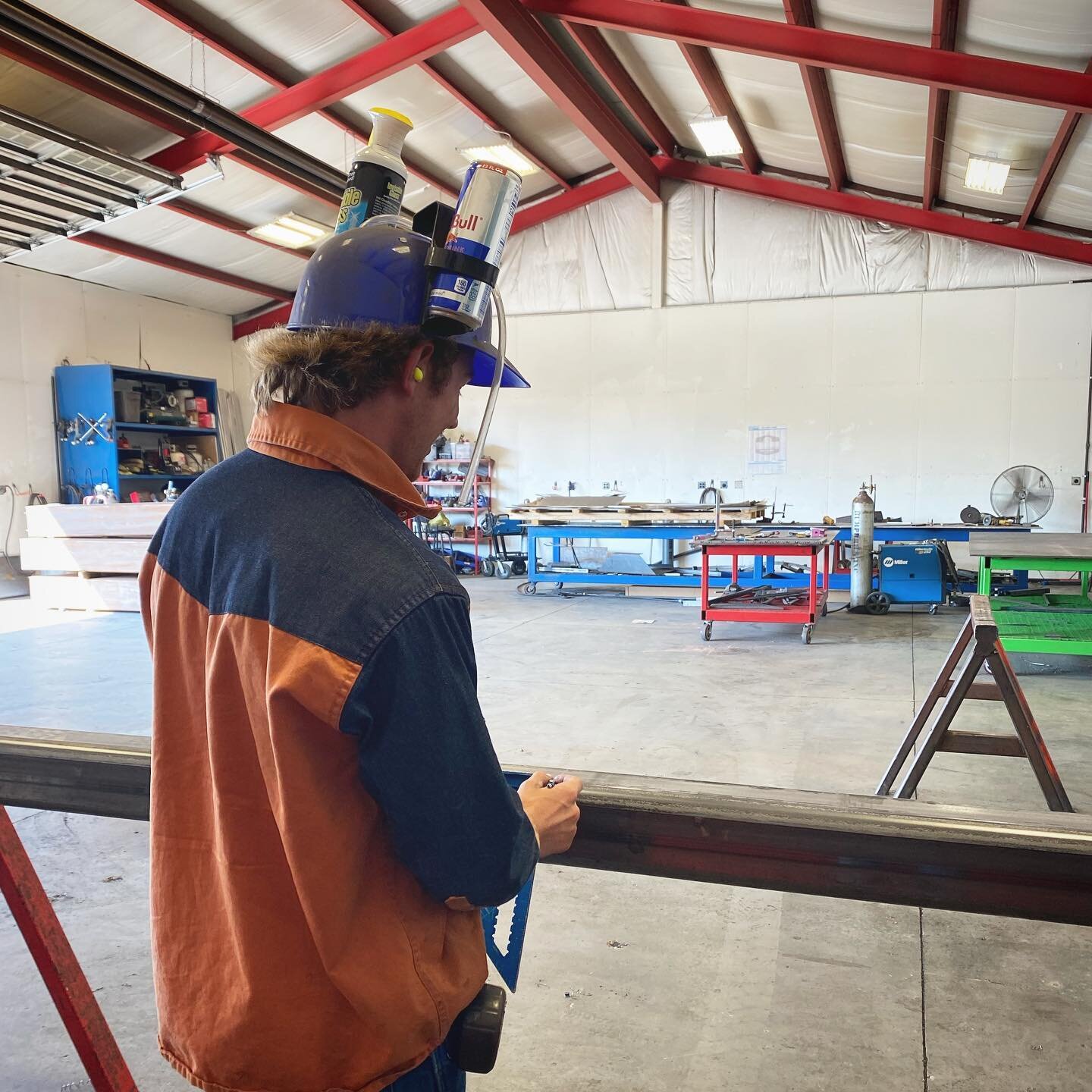 #redbull is a tool of the trade. #thinkingcap 

#fabrication #structuralsteel