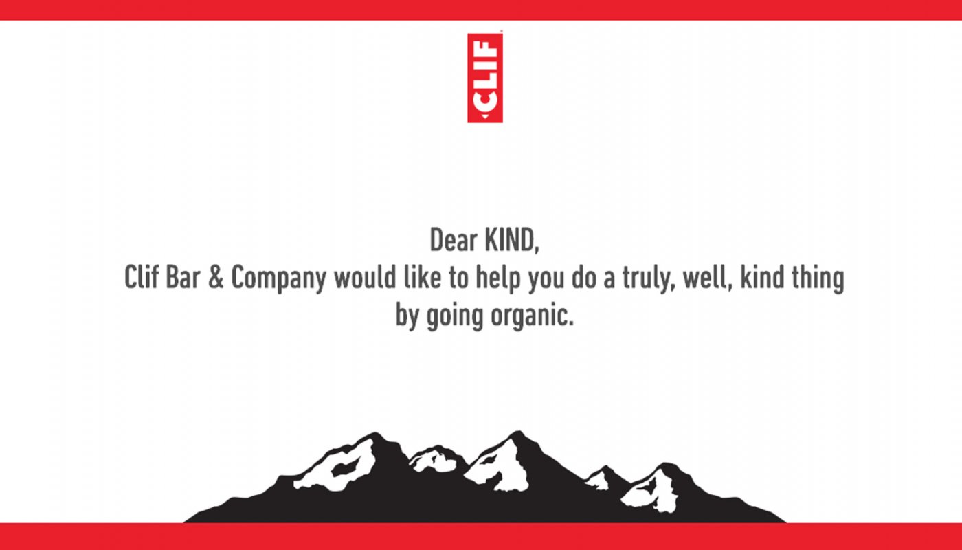 Clif Bar’s New York Times ad calling on KIND to go organic