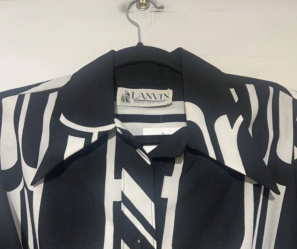 1970's Lanvin Black & White Mod Dress  Le Grand Strip