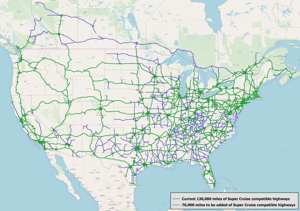 Super Cruise to add 70000 Miles of Available Roads