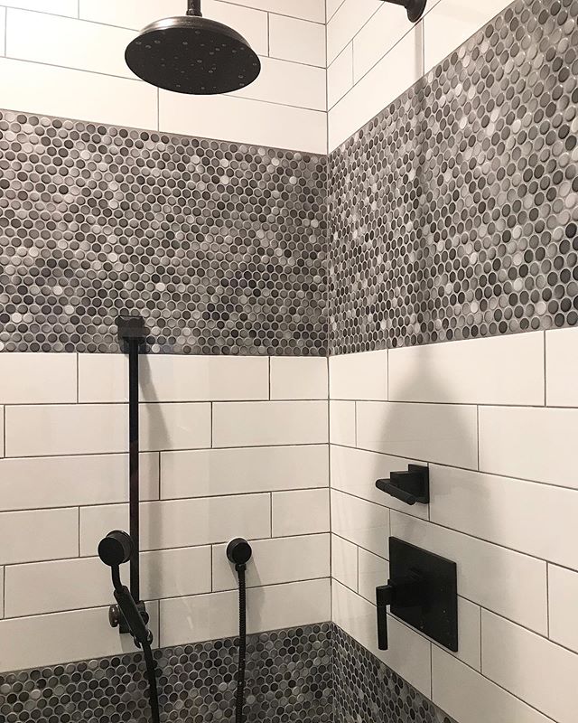 Our clients renovated bathroom turned out awesome! Who doesn&rsquo;t love the neutral tones for tile. All bathroom hardware from @restoration.hardware
