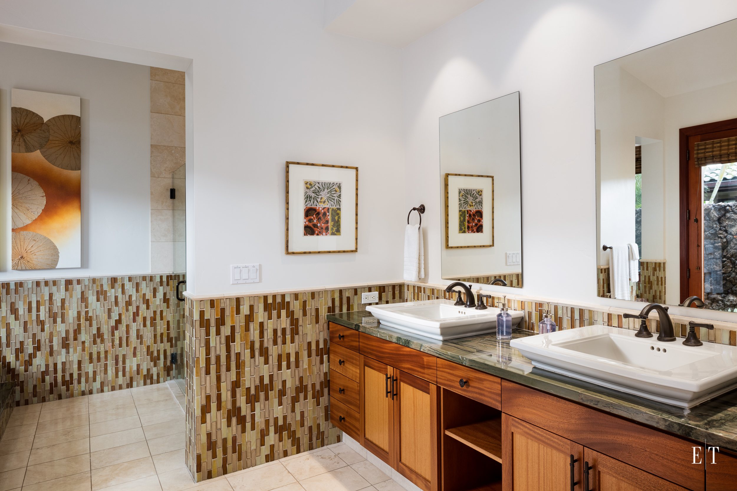  Master Bath Vanity and adjoining tub and shower 