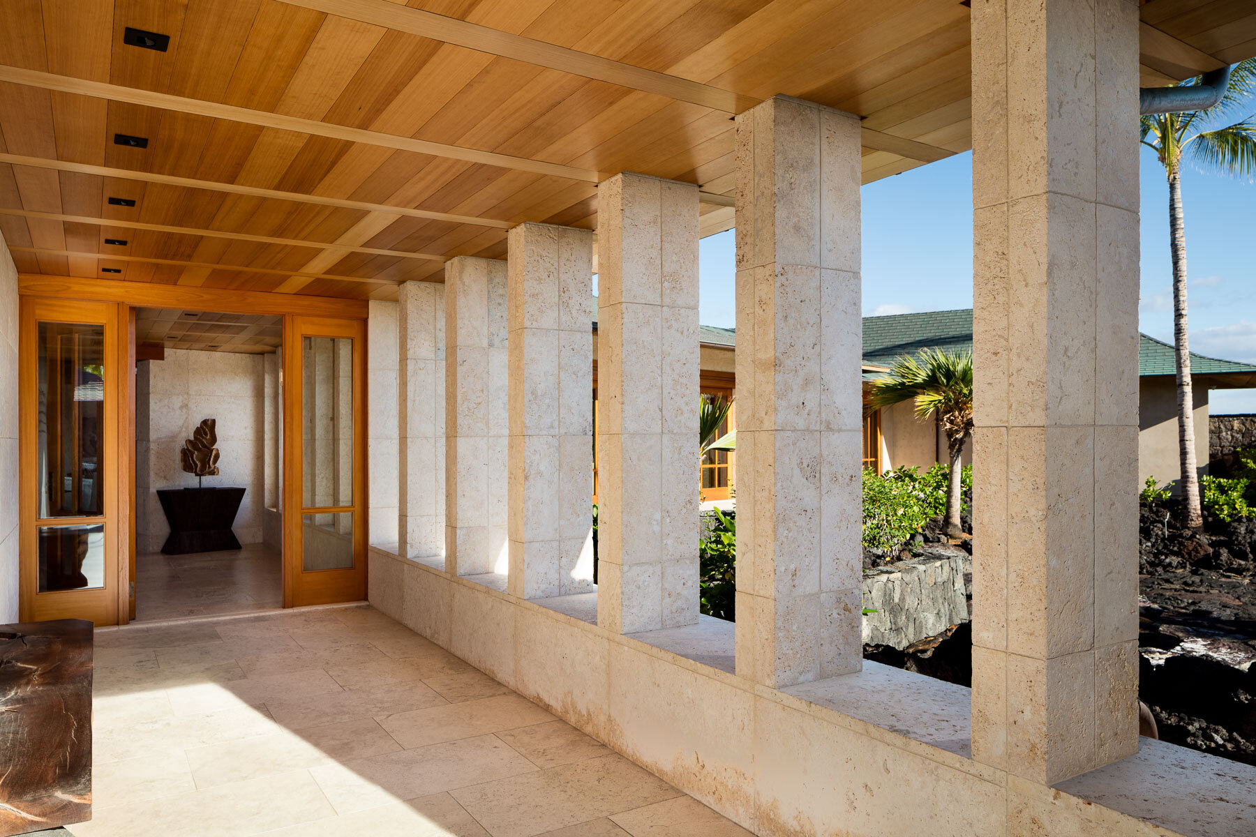  Colonnade of coral stone entry 
