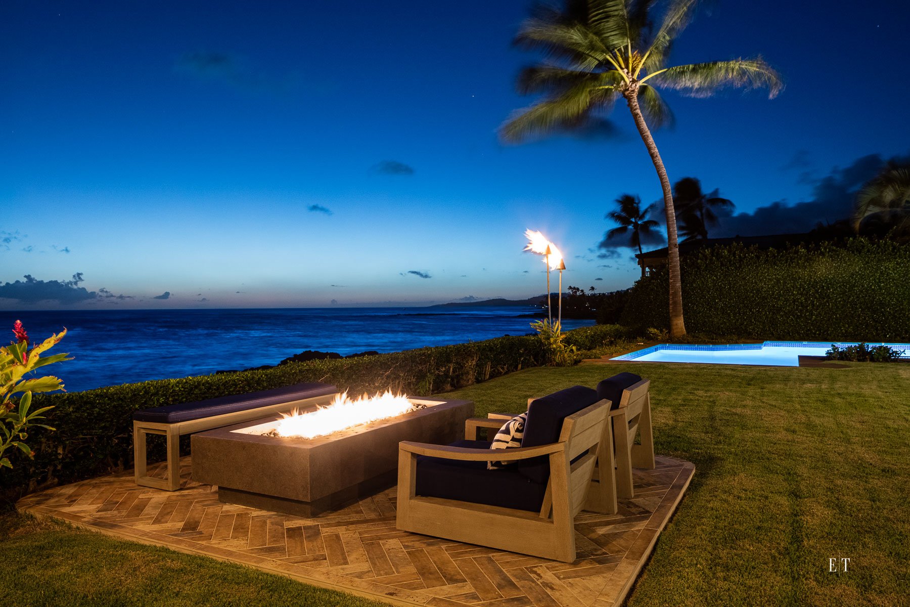  1811 Pe’e Road | Poipu | Kaua - Fire-pit at Twilight 