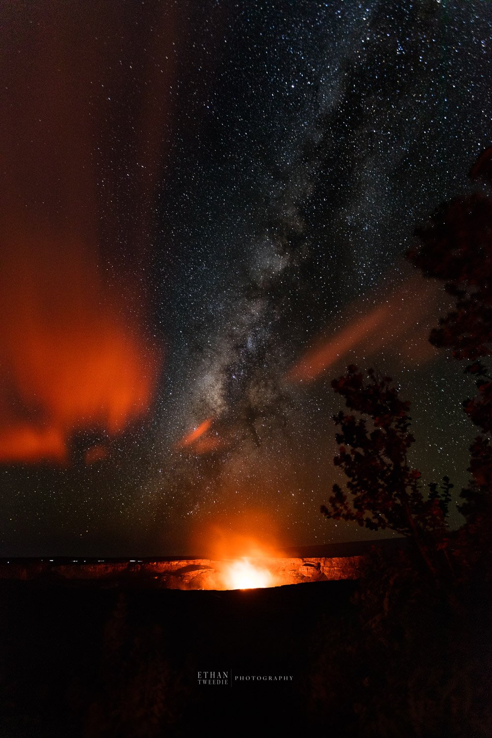  IMAGE 3- Taken around 11:30pm as some clouds drifted past glowing from the Lava Lake  Lava Lake | Kilauea Volcano | Hawaii Volcanoes National Park 