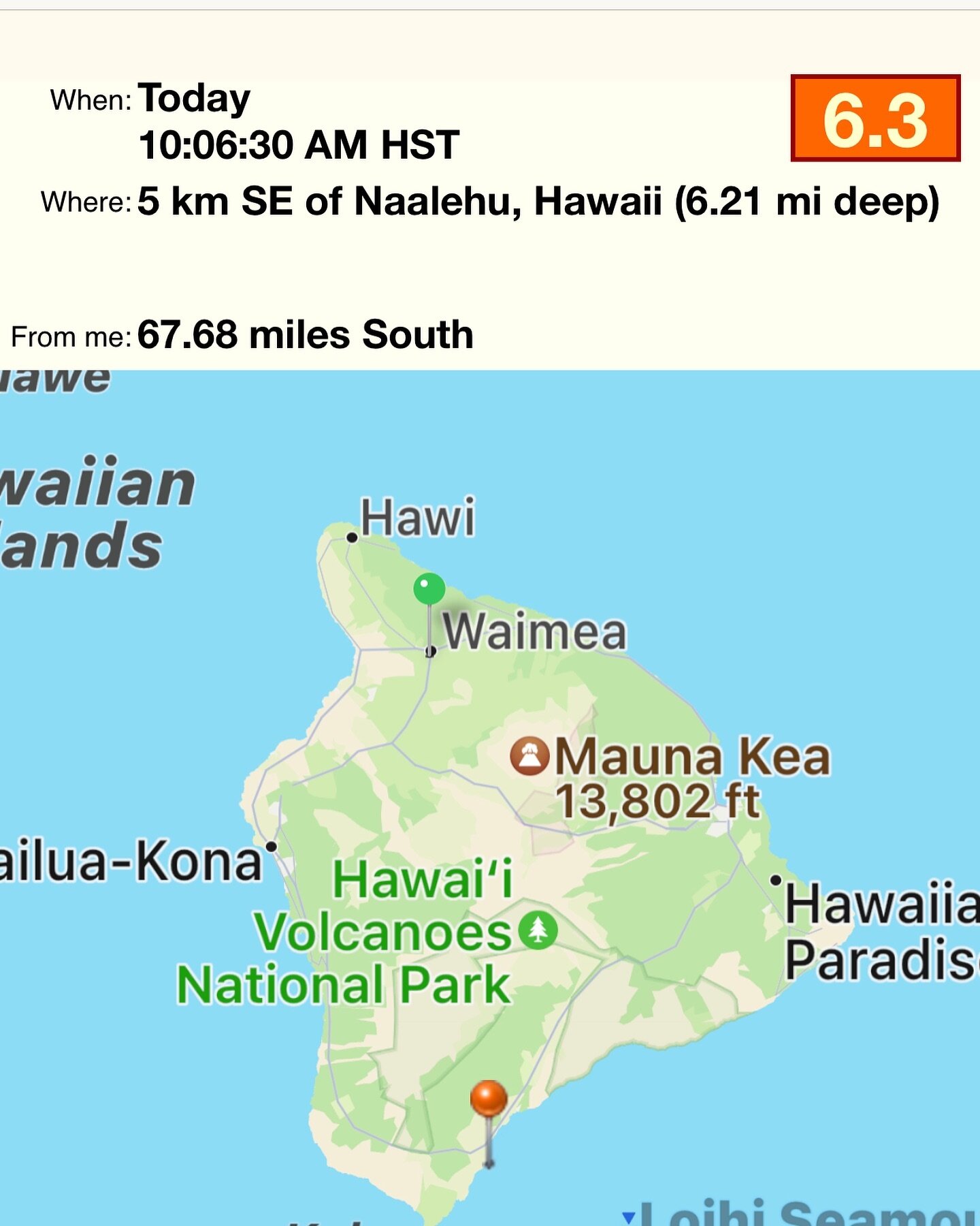 Wow that was some rocken and rollin! 6.3 earthquake just hit the Big Island!  #hawaii #earthquake #bigisland