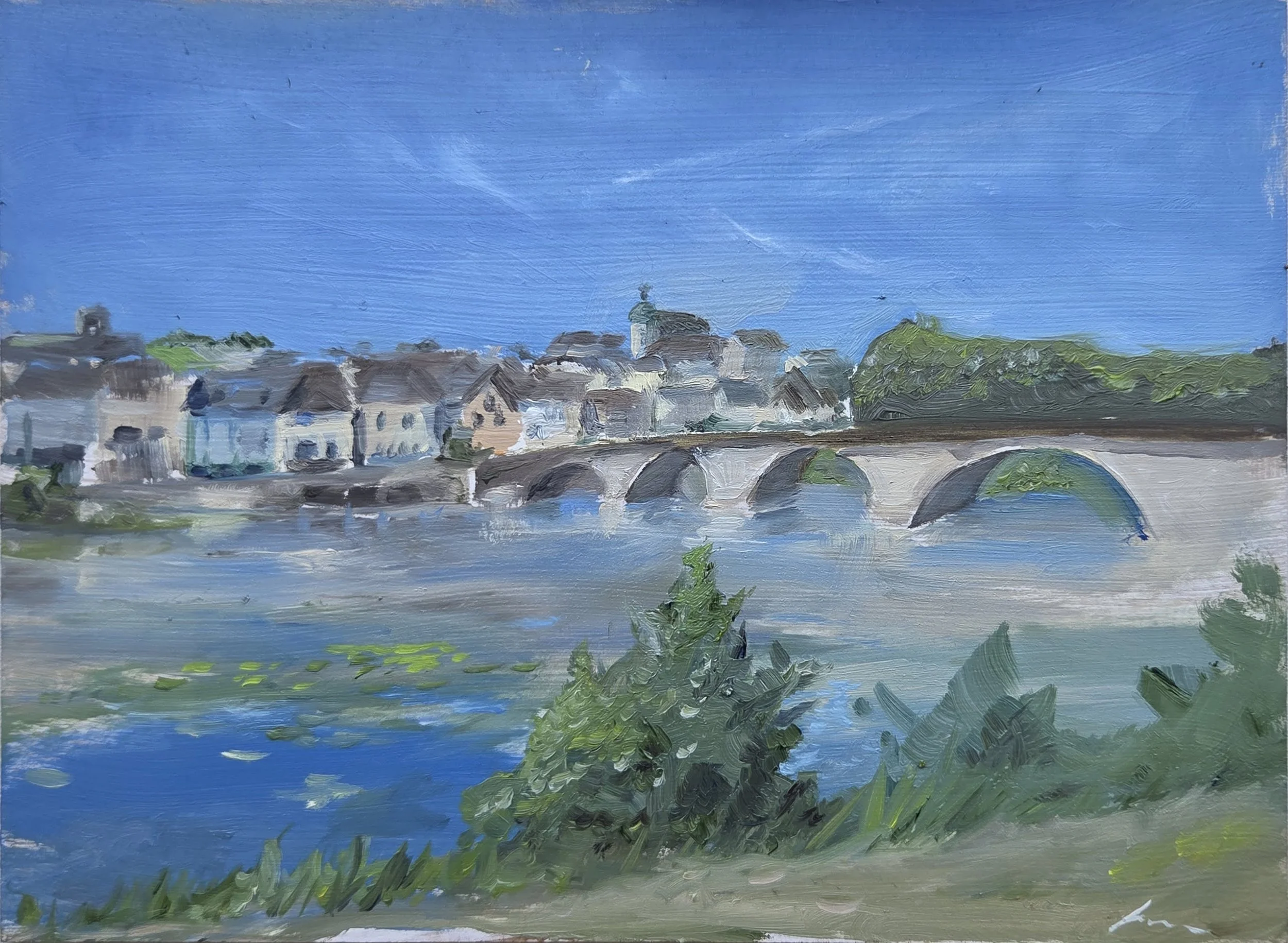 Painting of Pont Saint-Nicolas bridge in Joigny