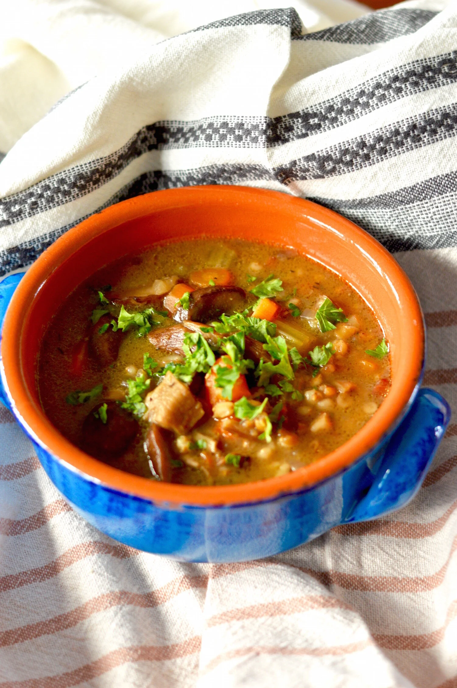 Ina Garten's Wild Mushroom + Farro Soup — sea salt + honey