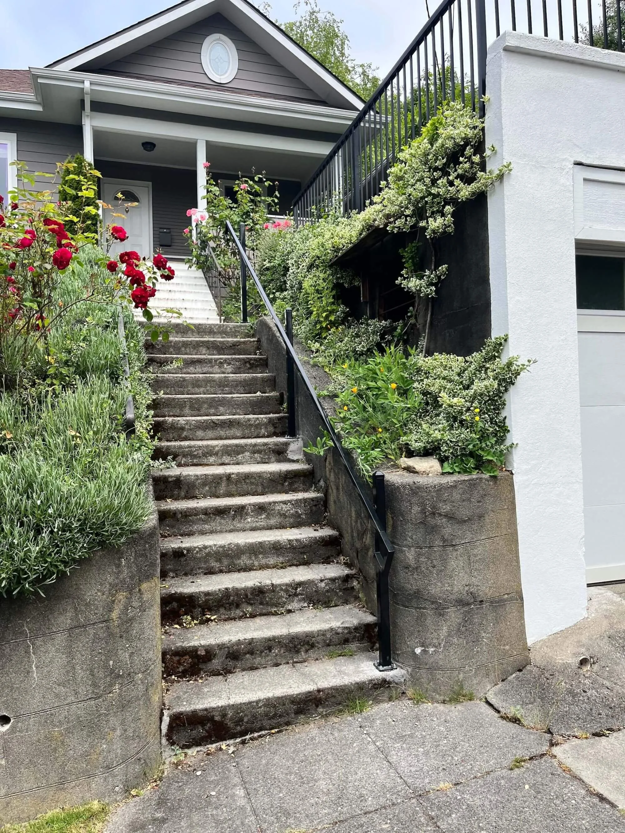 New handrail installation at a rental home in Cherry Hill, Seattle, by Gold Mountain Contracting.