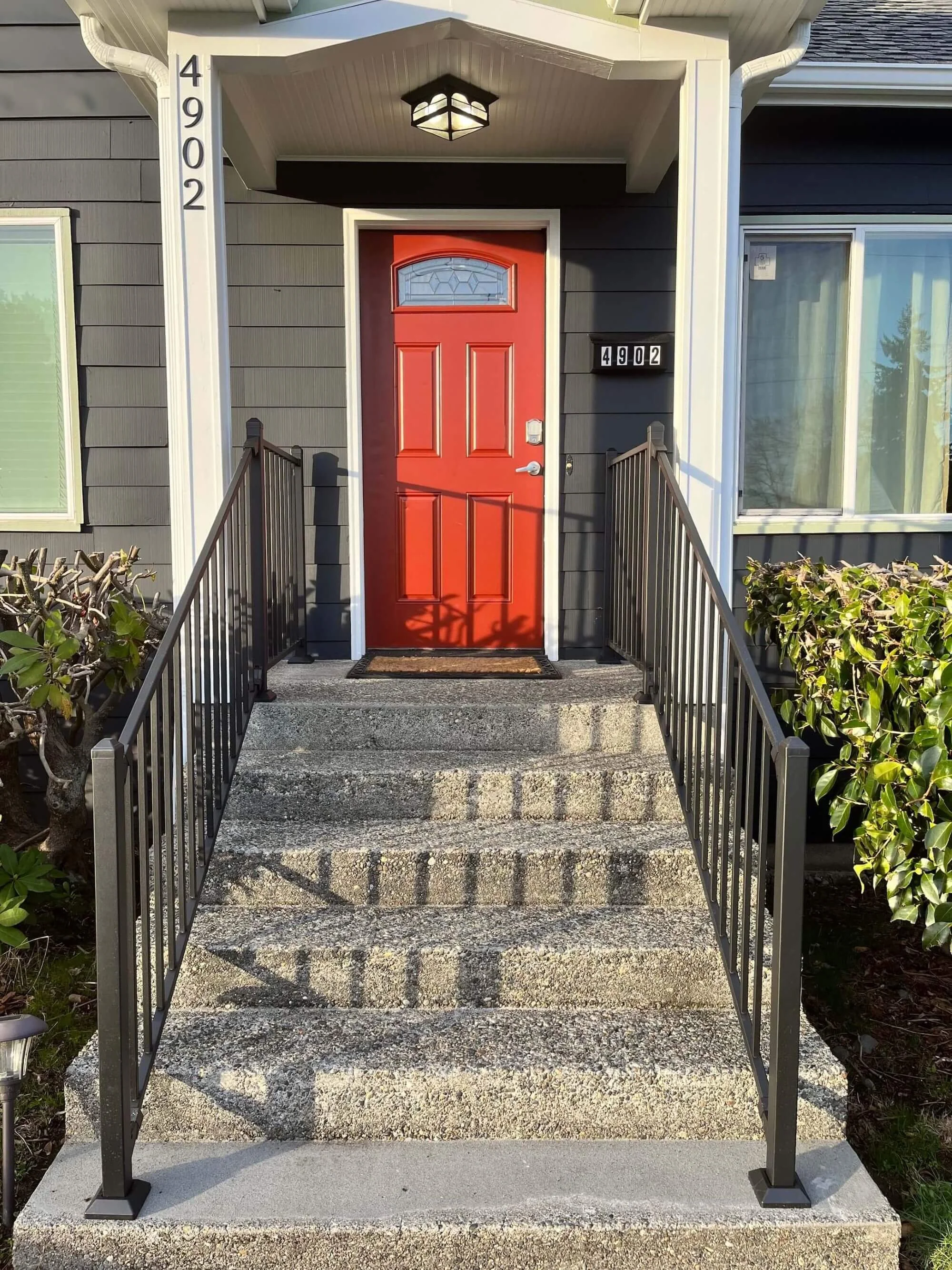 Elegant new metal railings installed at a West Seattle home by Gold Mountain Contracting.