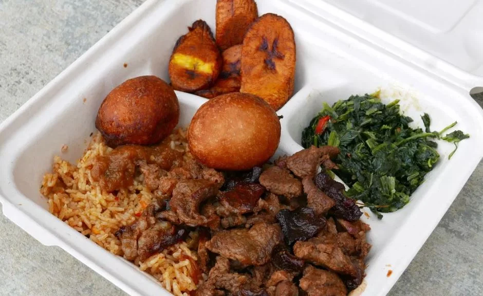   AFRICAN CHOP    Jollof rice / Suya (Beef) / Beans / Plantains (V/GF) 