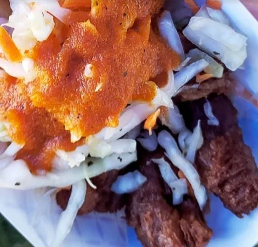   THE SALVI VEGAN   Chicharrones Veganos with curtido and salsa roja (V) 