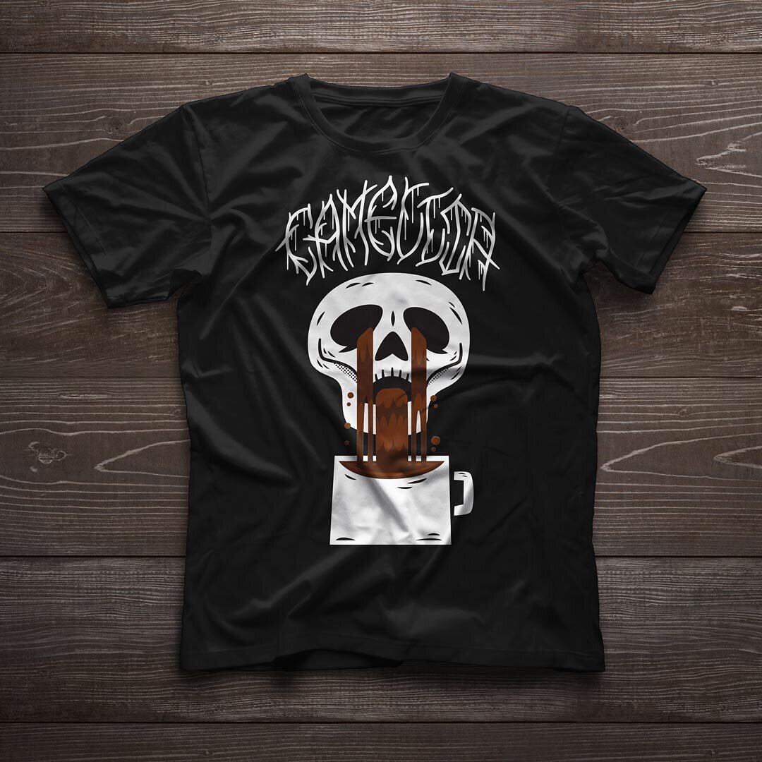 New shirt artwork for @camelliacoffeeroasters for those of us that like our coffee how we like our metal 🖤🤘

#coffee #coffeelover #illustration #silkscreen #visitsacramento #sacramento365 #blackmetal #shirtdesign #skull