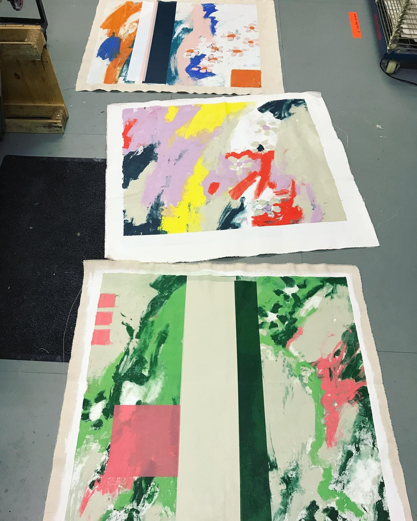 Prints on canvas that are still to be stretched. Wasn&rsquo;t sure these would actually work but after a few weird prints I got there in the end! 
.
.
.
.
.
.
.
.
.
.
.
.
.
#screenprint #print&nbsp;#printmaking&nbsp;#screenprinting #monoprinting #art