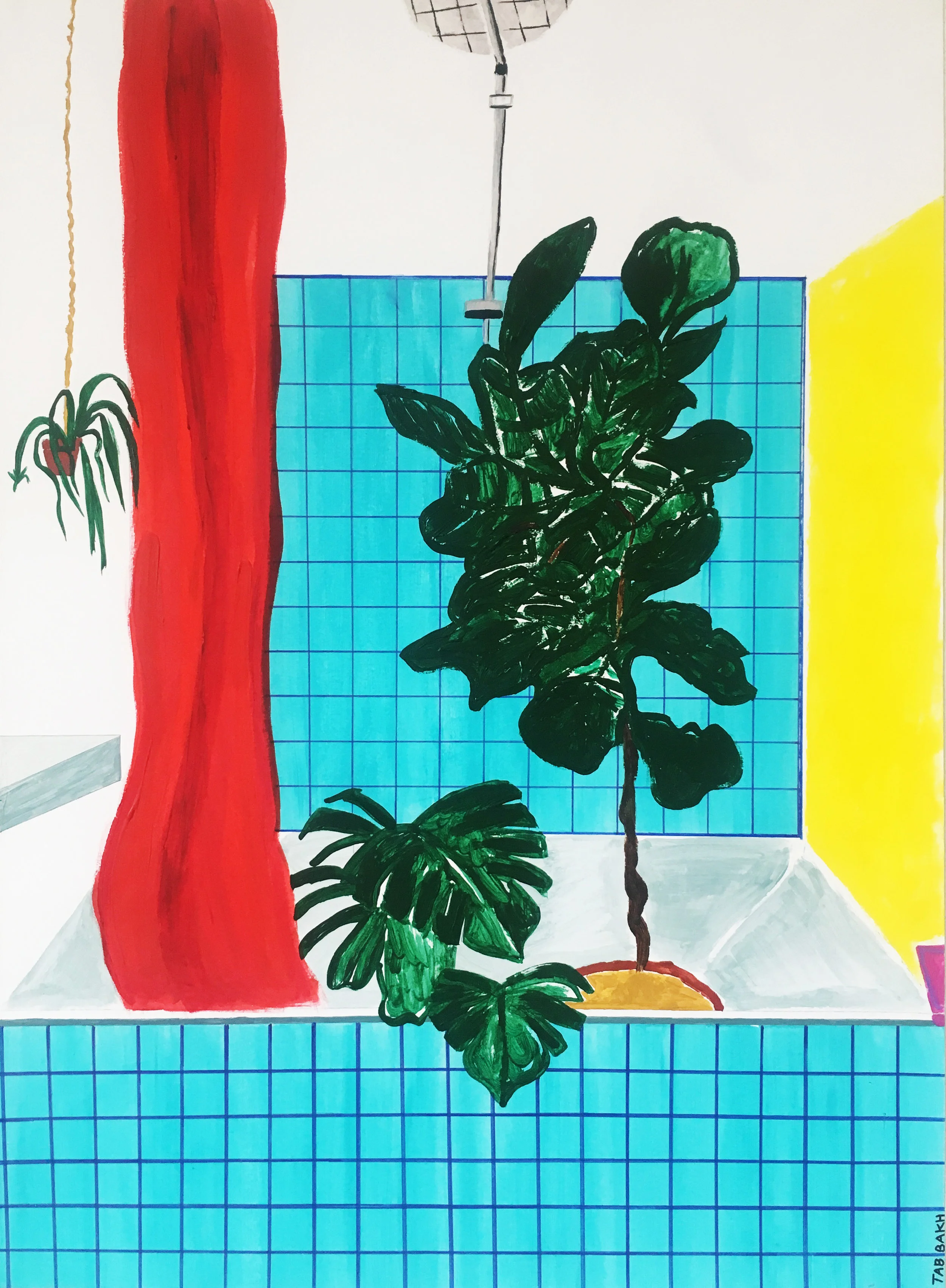 %22Modern gardening%22 2019, acrylic, ink and felt tip marker on paper, 42 x 57.6 cm - 16.5 x 22.7 inches - $800.jpg