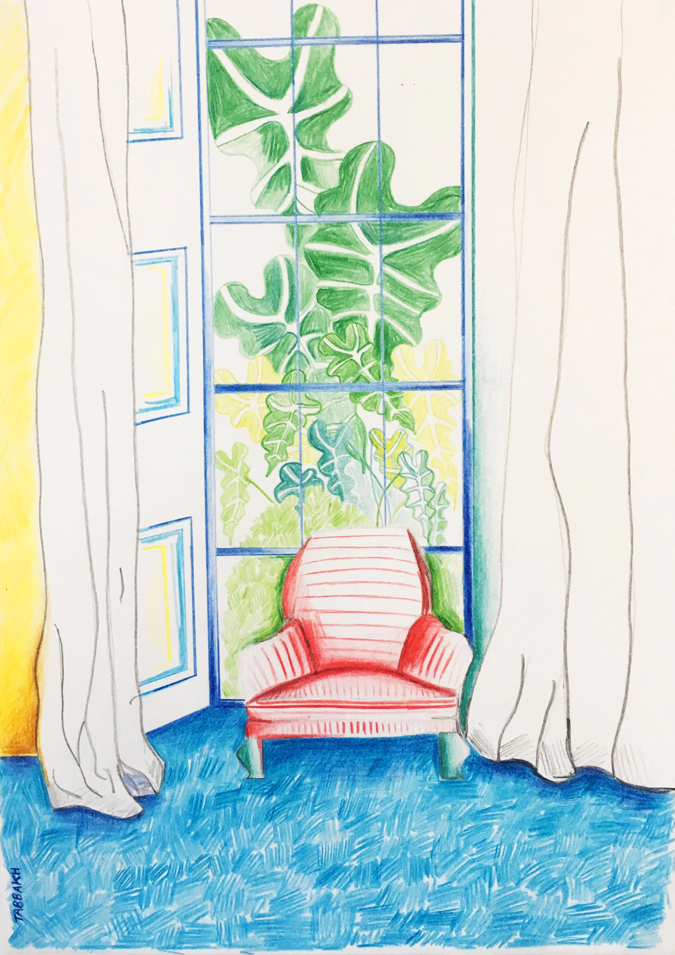 Cathy Tabbakh, %22Blurry Garden%22, coloured pencils on paper, 21 x 29,7 cm (A4), 2019, £250.jpg