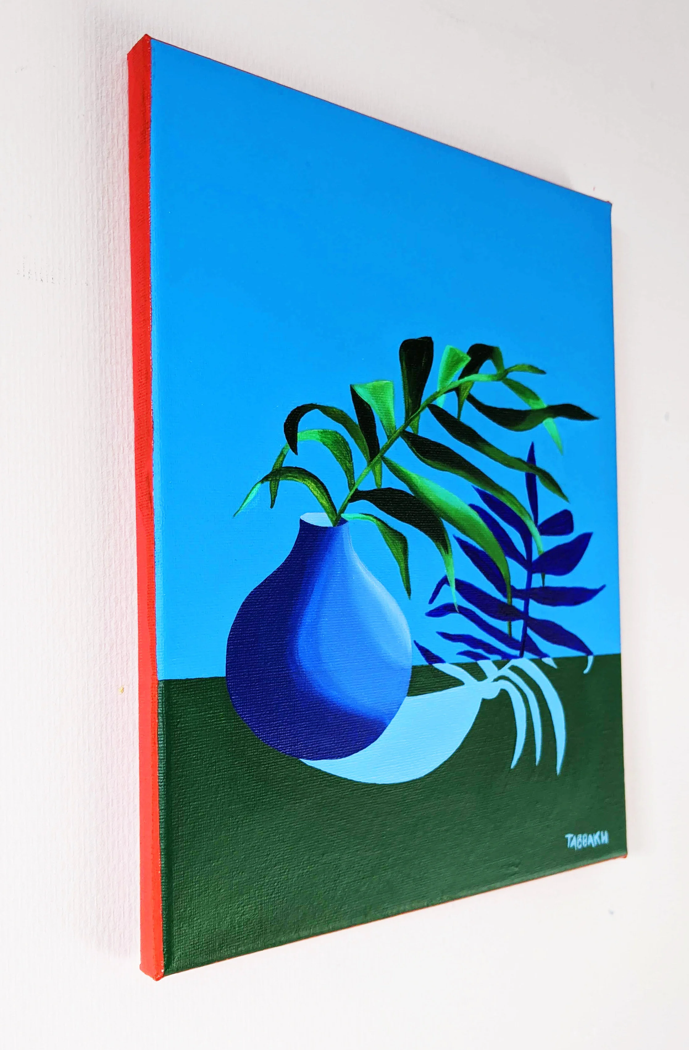Palm Leaf with Simplicity - red edges - 2020 - Ink and acrylic on canvas - 24 x 30 cm.jpg