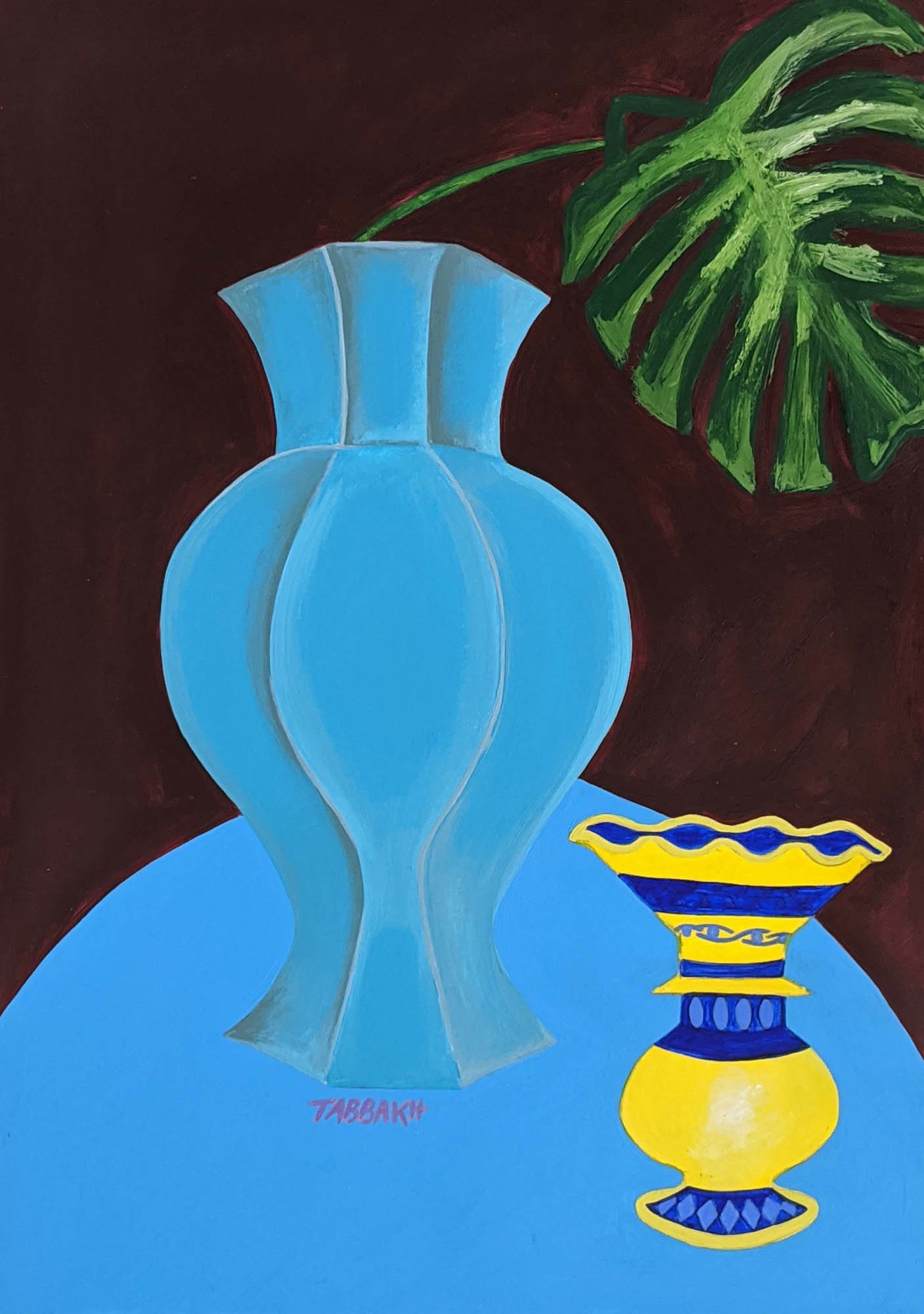 Turquoise Vase on Blue Table (SOLD) 