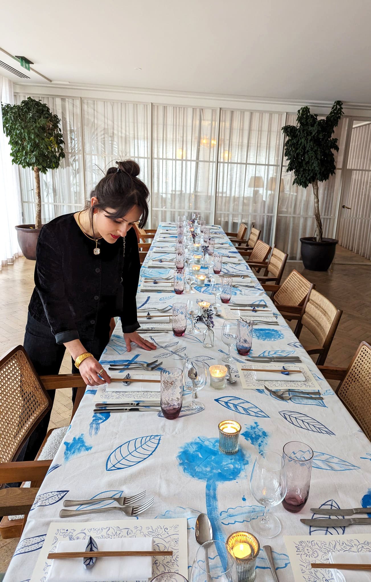 Series of ceramic leaves  and tablecloths commissioned by Soho House for the Soho Visionaries powered by Porsche at Brighton Beach House, 2024