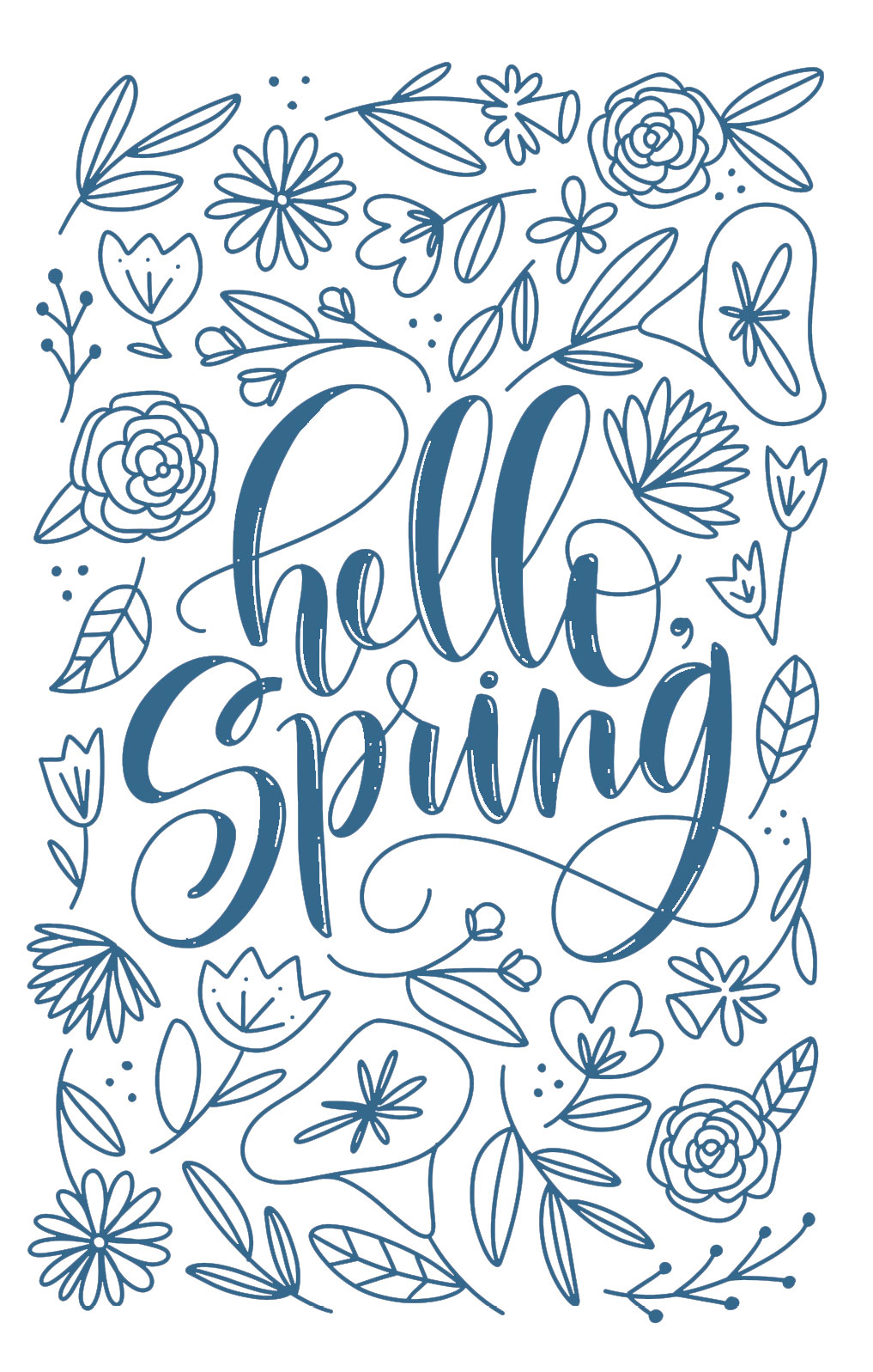 Hello Spring Chalkboard Art Template, PDF - Learn Calligraphy with Hoopla! Letters